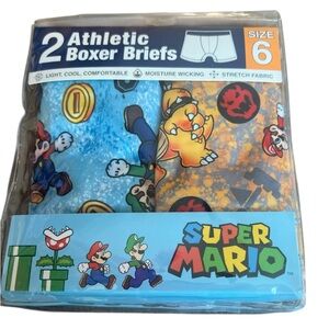 2 Super Mario Athletic Boxer Briefs. Size 6